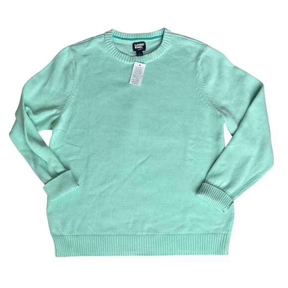 Lands End Sweater Womens M/ 10-12 Mint Green Drifter Mint Green LS Crewneck NWT - Picture 1 of 11